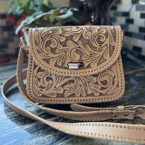 Origenes by David Luna Hand-Tooled Leather Crossbody Bag